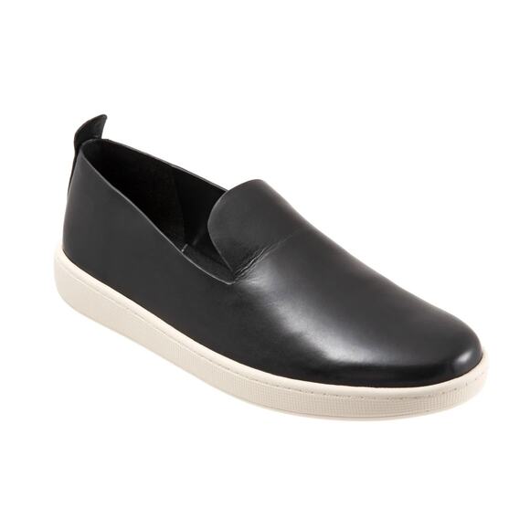 New Sava x SoftWalk Nell Flat Slip-on Sneaker Black Leather Women's Size EU 42 - Picture 1 of 8